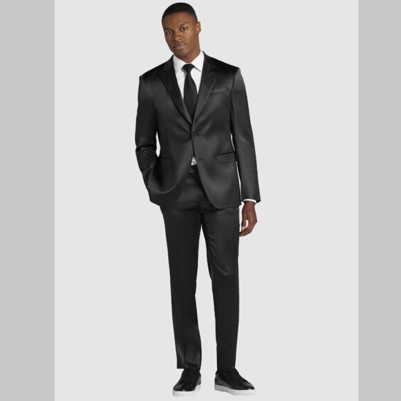 Egara Other - NEW - FULL SUIT - 42R Jacket 34 x 32 Pants Egara BLACK Shiny Suit Skinny Fit